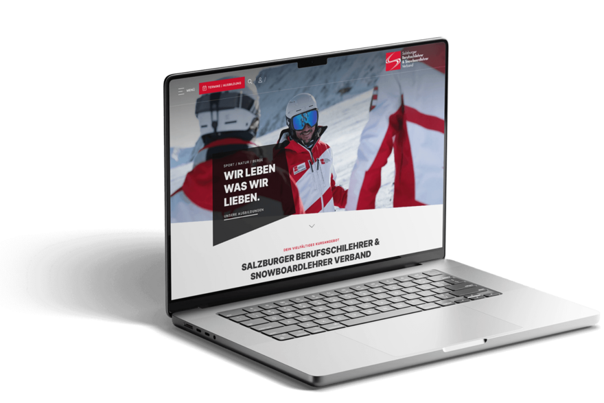 Auf einem Laptop wird die Website von SBSSV angezeigt.