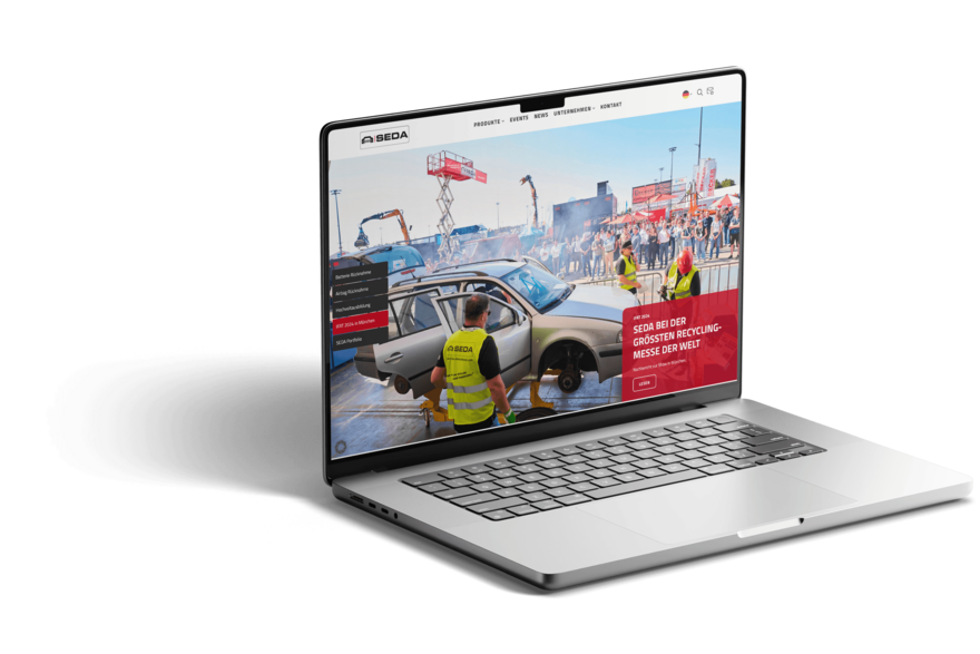 Auf einem Laptop wird die Website von